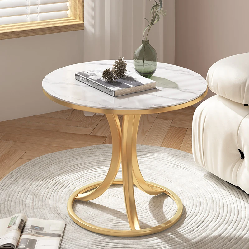 Modern X-Shaped Marble Side Table with 9mm Thick Stone Top and Carbon Steel Base, for Living Room Sofa Side Use