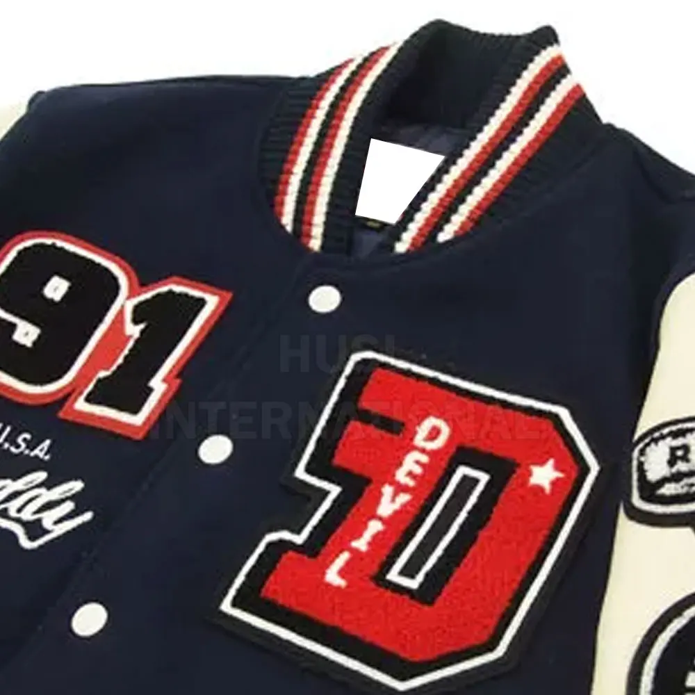 Leather Sleeves Men Letterman Jacket Custom Logo Design Letterman