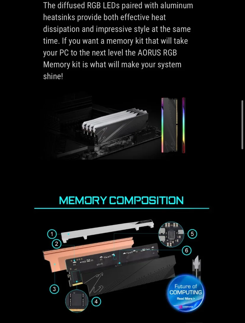 Brand New Ram Aorus Rgb Memory Ddr5 Udimm 32gb 2* 16gb 6000mt/s ...