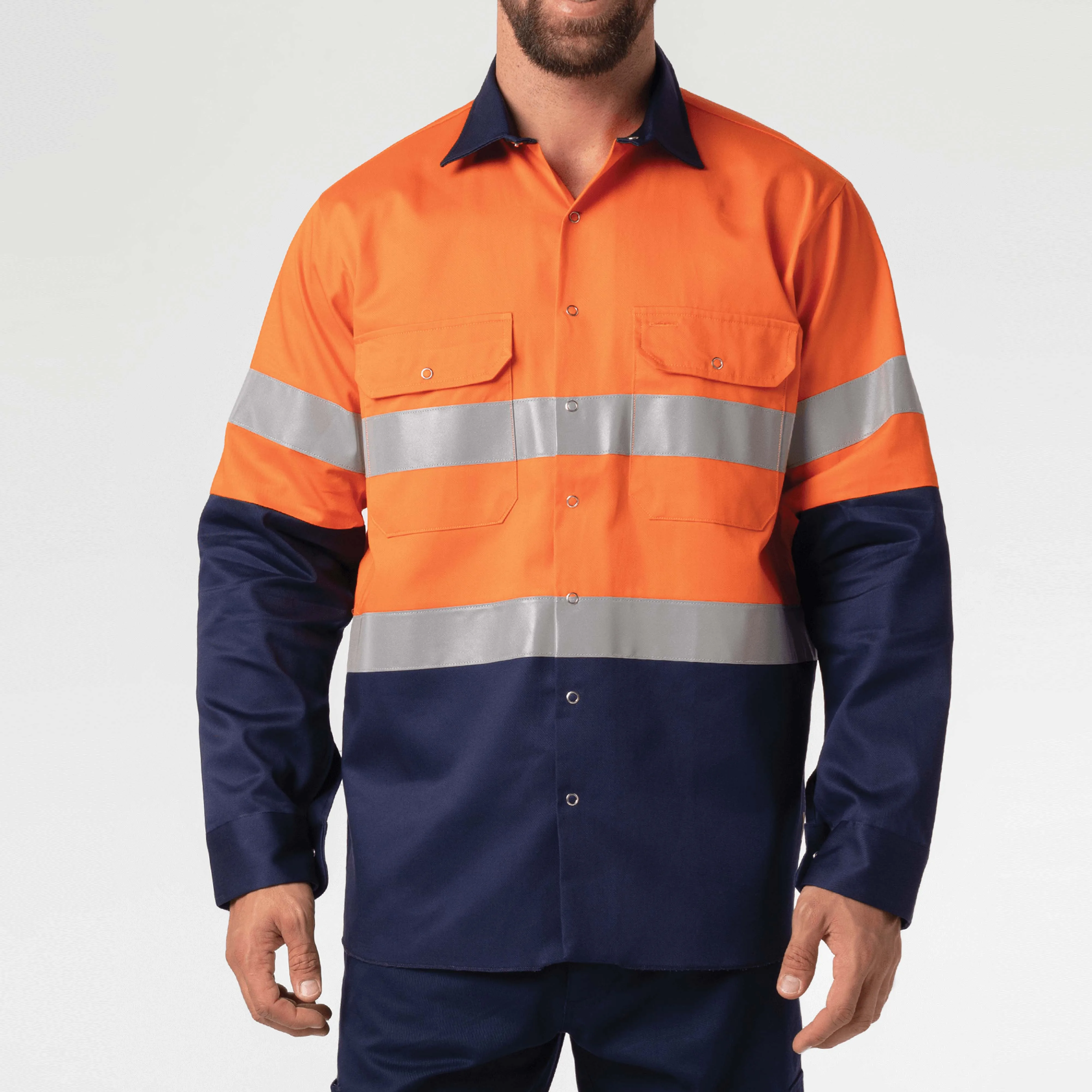 High Visibility Shirts Hi Vis Reflective Safety Shirts Long Sleeve Construction Workwear T-shirt for men with Pocket