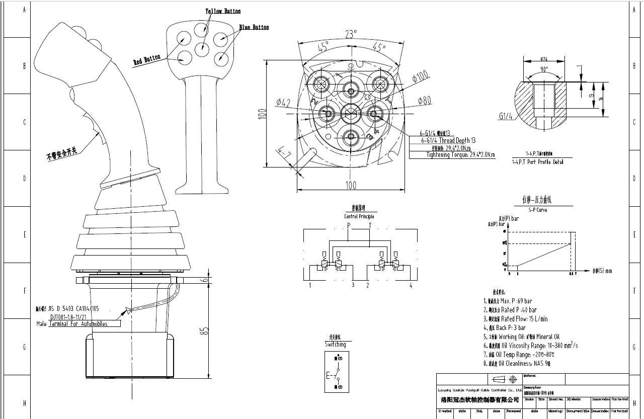Multiaxis Electrical Industrial Hand Grip Joystick In Agriculture Harvester Loader Tractor