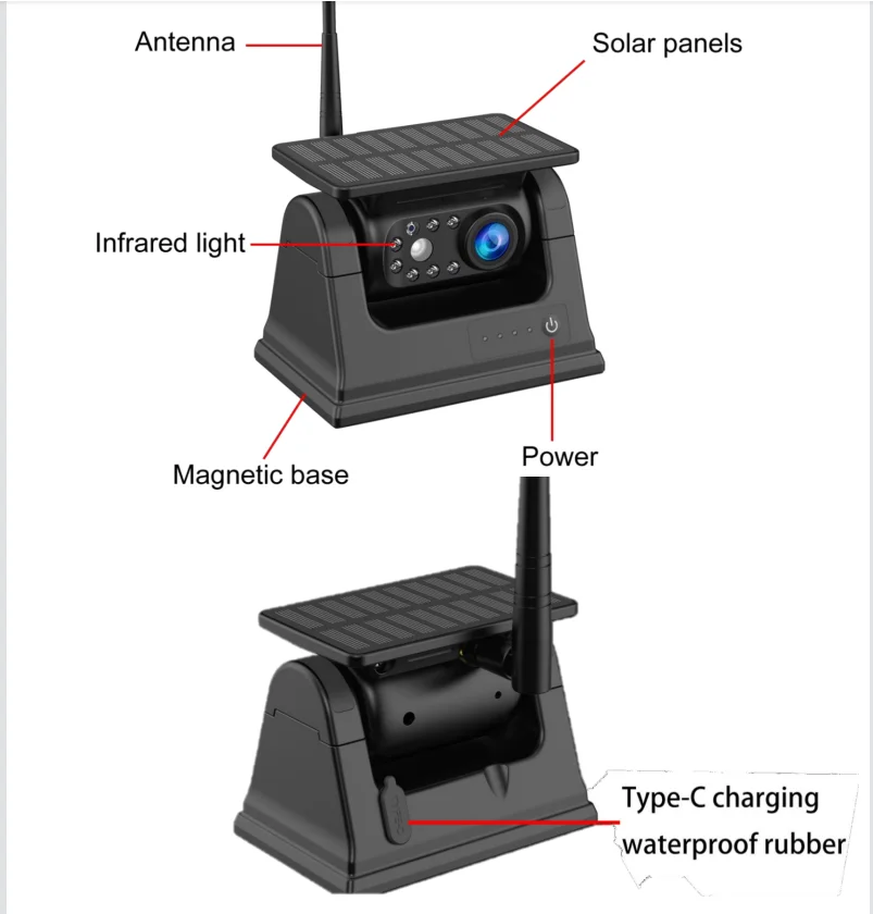 Magnetic  Solar Wireless Backup Camera for Mobile Wifi App  IP68 Support for HD 850 Reverse Camera for Car Truck Van RV Etc