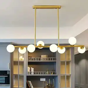 Modern Home Decorative Energy Saving Living Room Iron Glass Golden G9 Hanging Led Chandelier Pendant Light