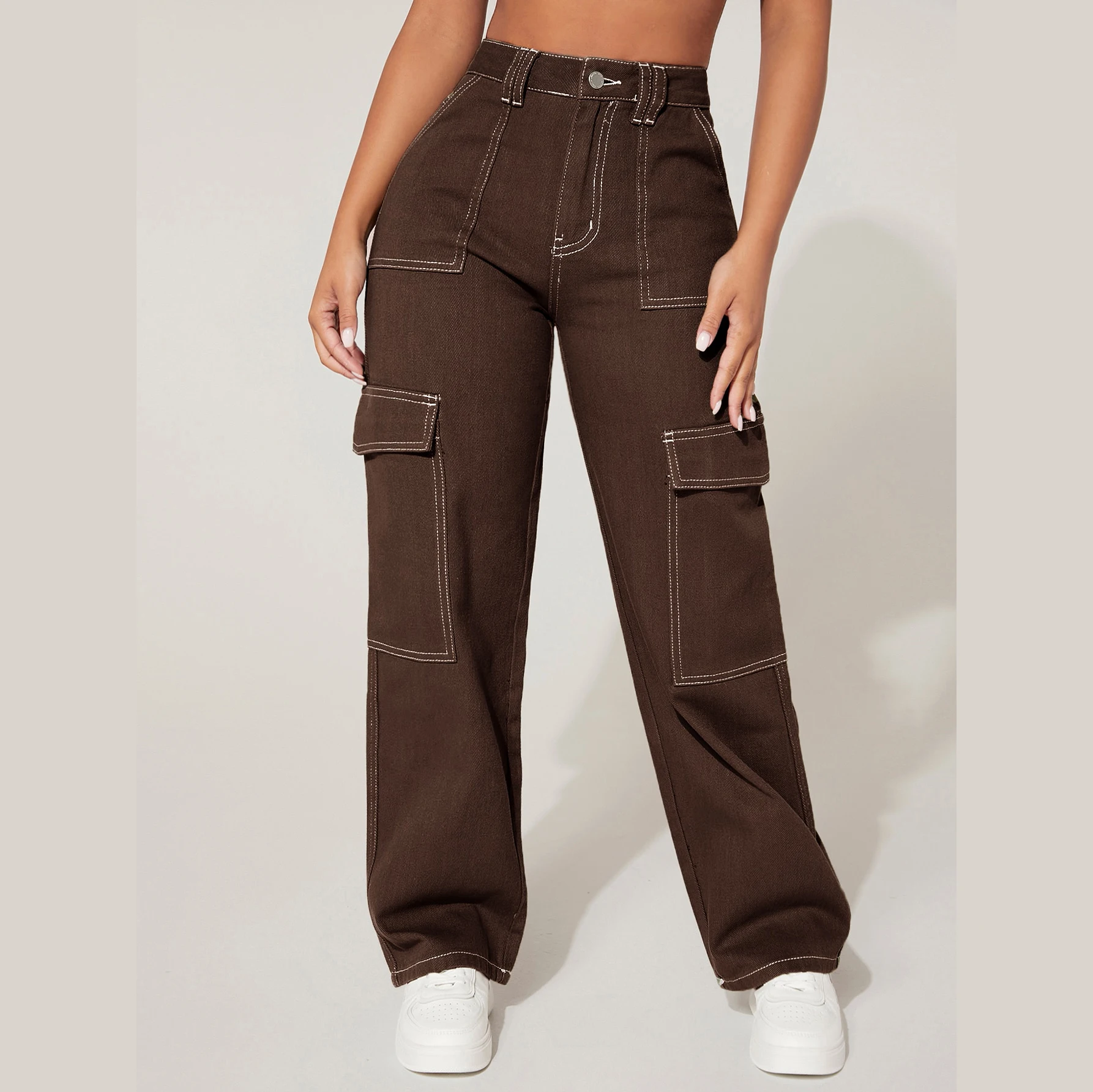 Dropship Hole Baggy Jeans Woman High Waist Wide-leg Pants For