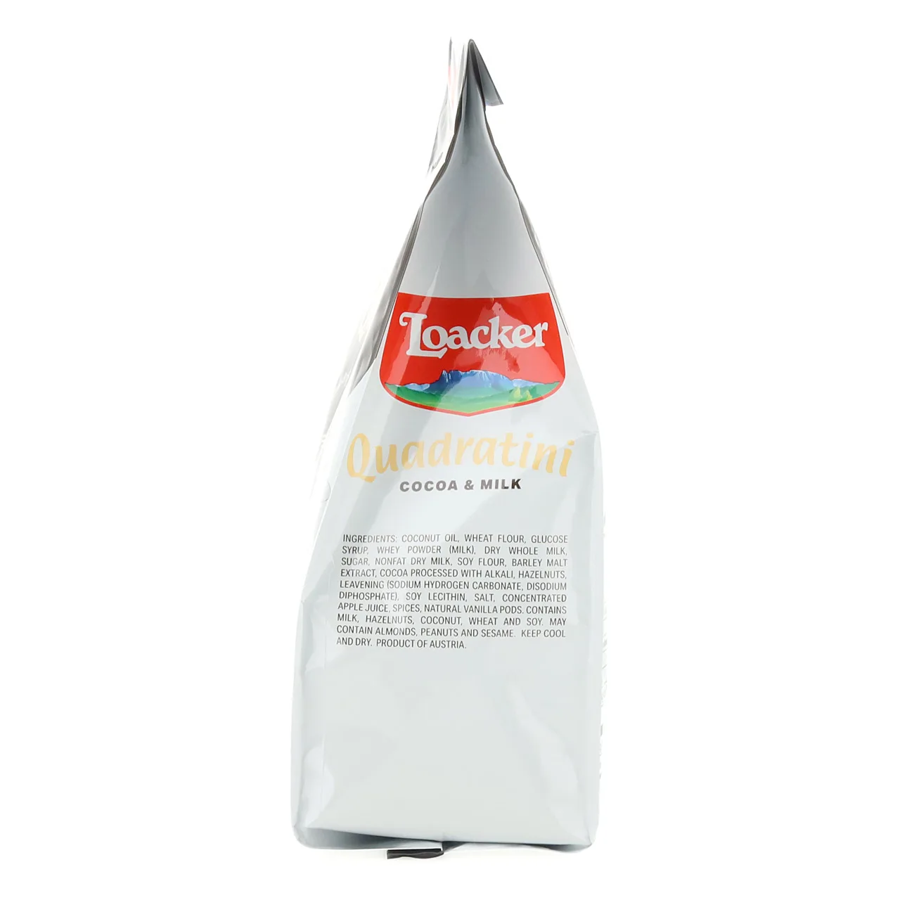 Loacker Quadratini 250g Pack of 18 Milky Cocoa and Milk Wafers Perfect Chocolate-Milk Time Companion Biscuits