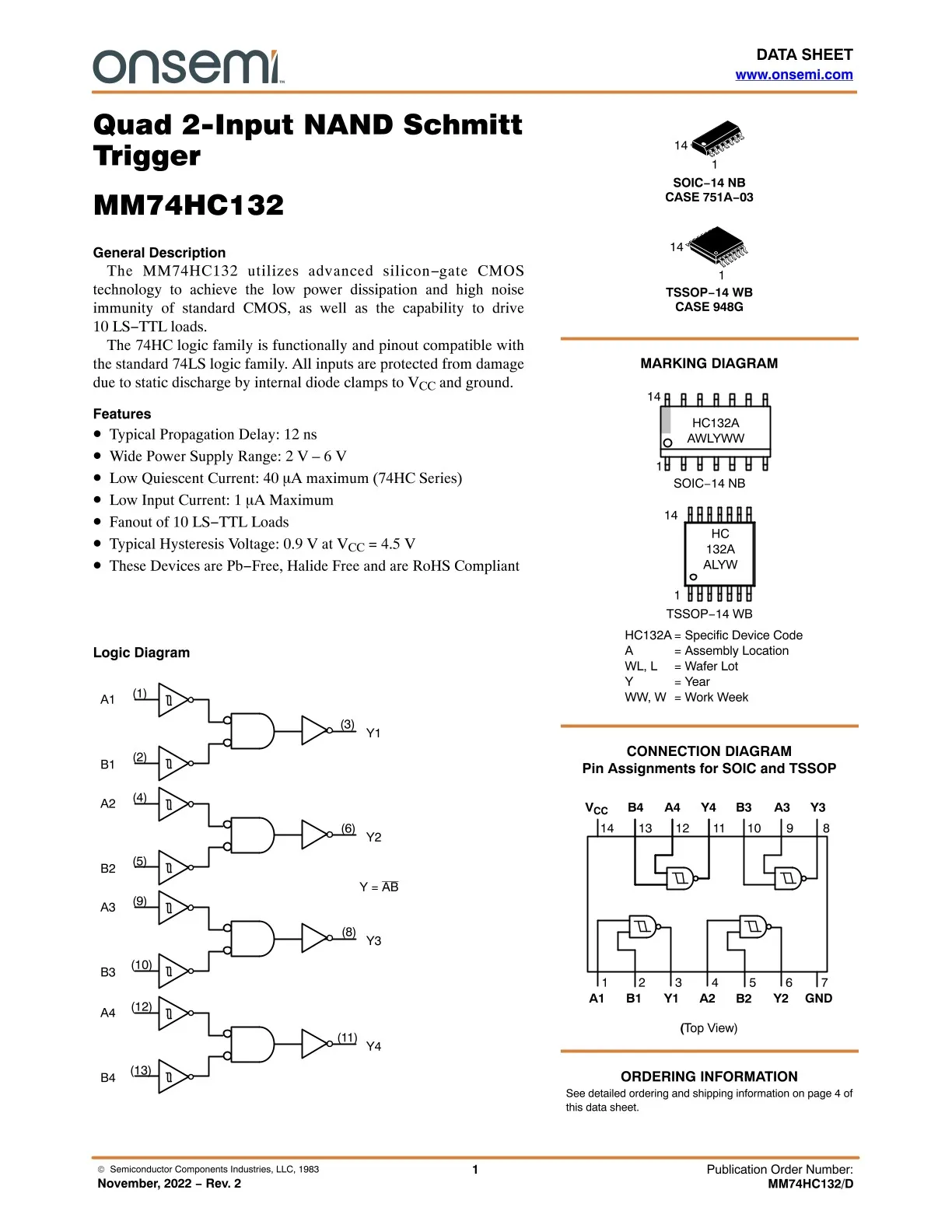 Hot sale Original MM74HC132M Logic IC GATE NAND 4CH 2-INP 14SOIC NAND Gate IC 4 Channel Schmitt Trigger 14-SOIC