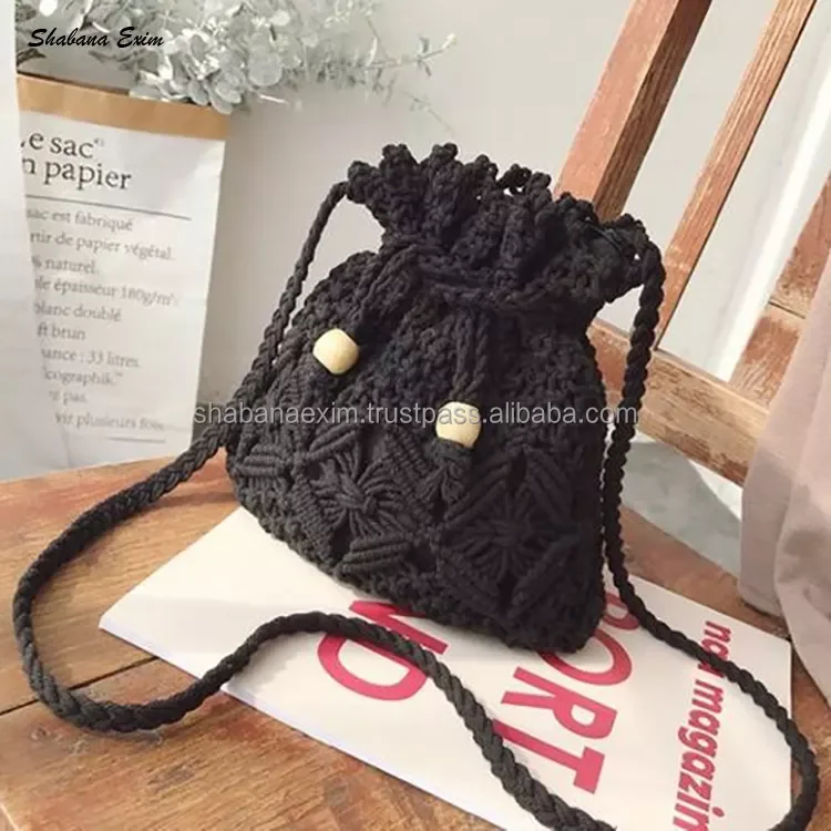 Bolsa de Yoga de macramé para mujer estilo bohemio cordón de