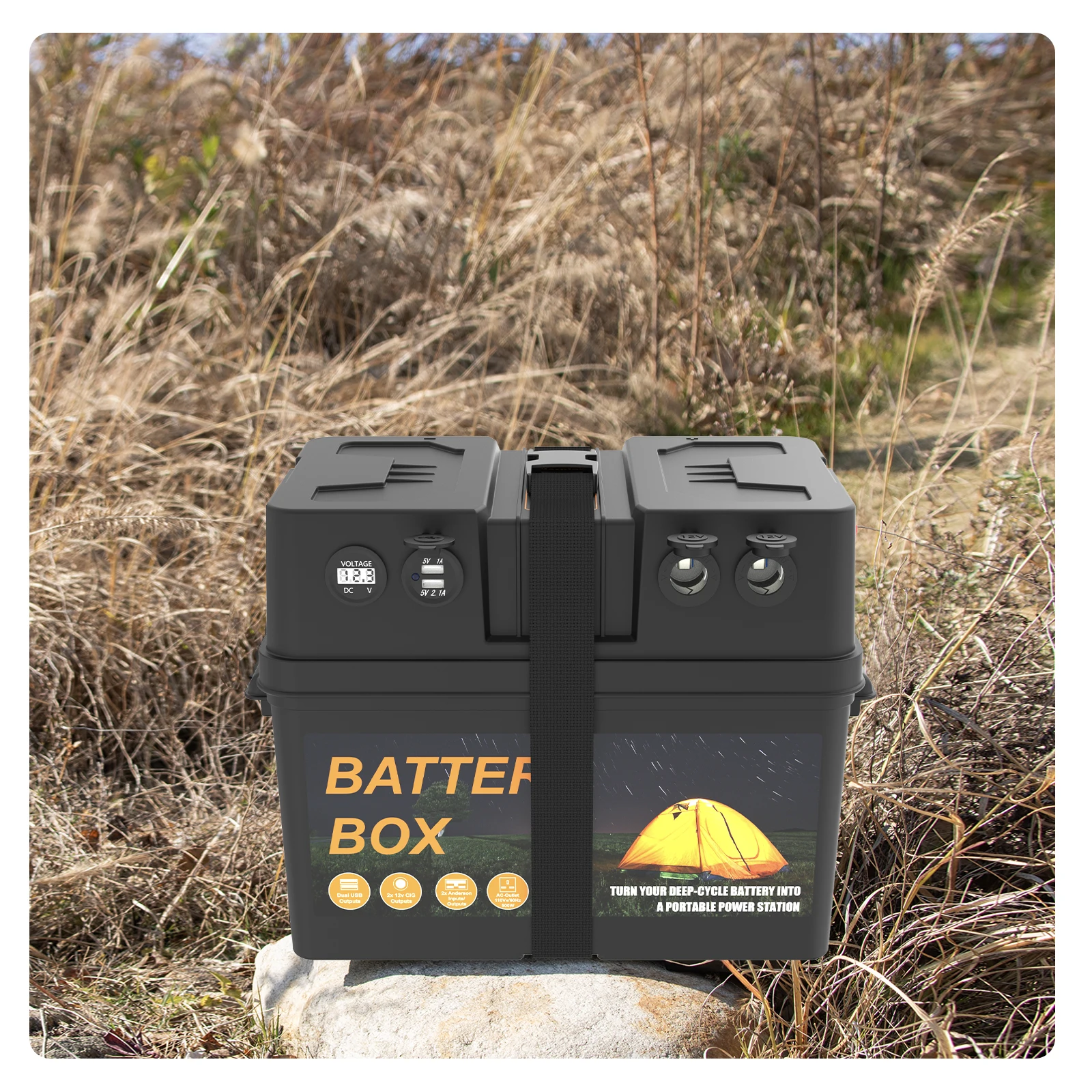 Custom Portable Solar Charge 12V Camping Battery Box 500W Inverter New Design Overload Electronics Instrument Enclosure