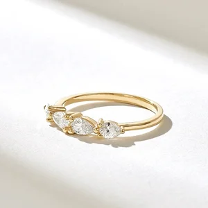 East West Tear Drop Lab Grown Diamond Vintage Style for Certified Wedding Ring Band Prong Setting Wholesale Price Made Indian