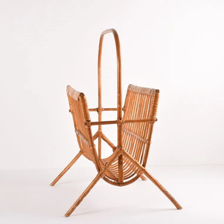 Tabletop Rattan Newspaper A4 Paper Holder Rack Office Decoration and Organization Racks for Desk Magazine File Holders