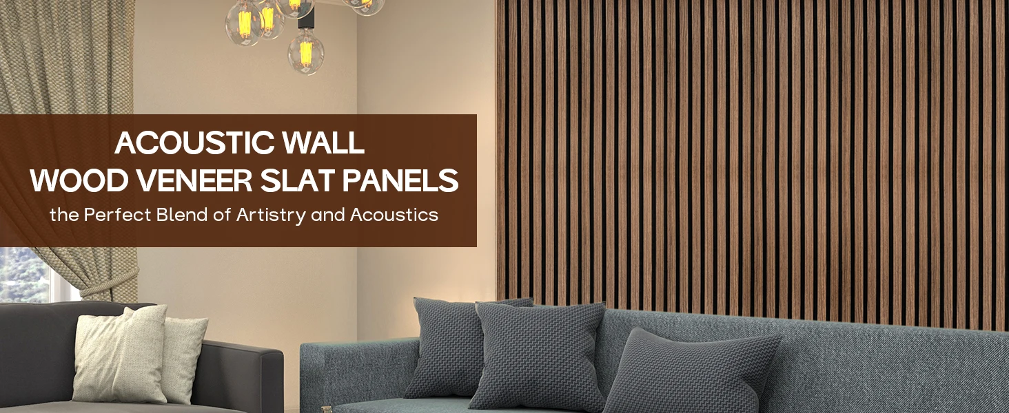 Walnut Wood Slat Acoustic Wall Panels 3D Fluted Decorative Interior Sound Dampening Panels for Home manufacture