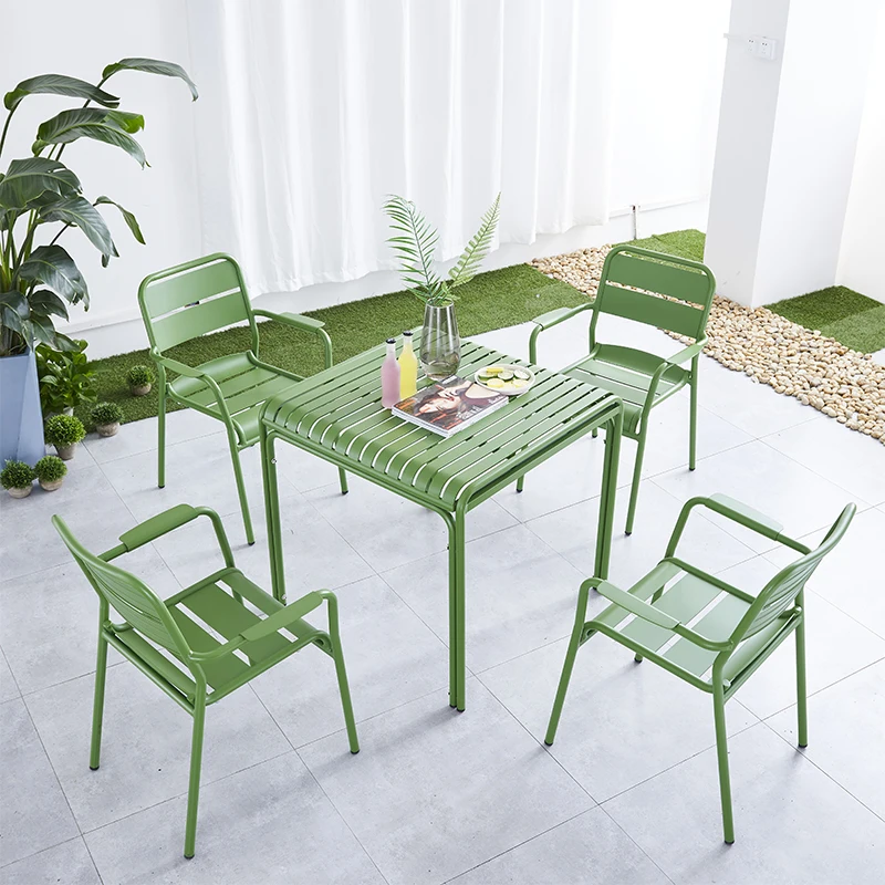 Coffee Shop Table And Chair Combination Square Cafe Aluminum Garden