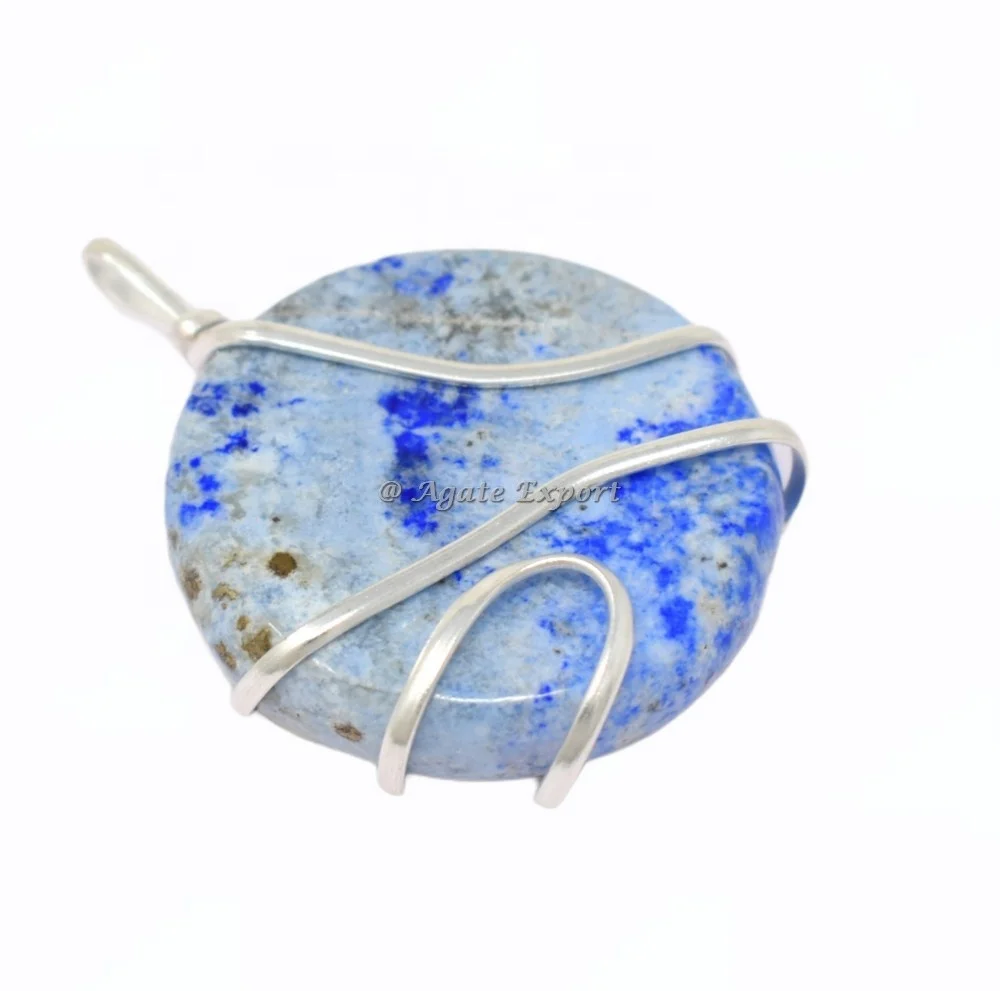 Wholesale Natural Crystal Stone Jewelry Silver Wire Pendant