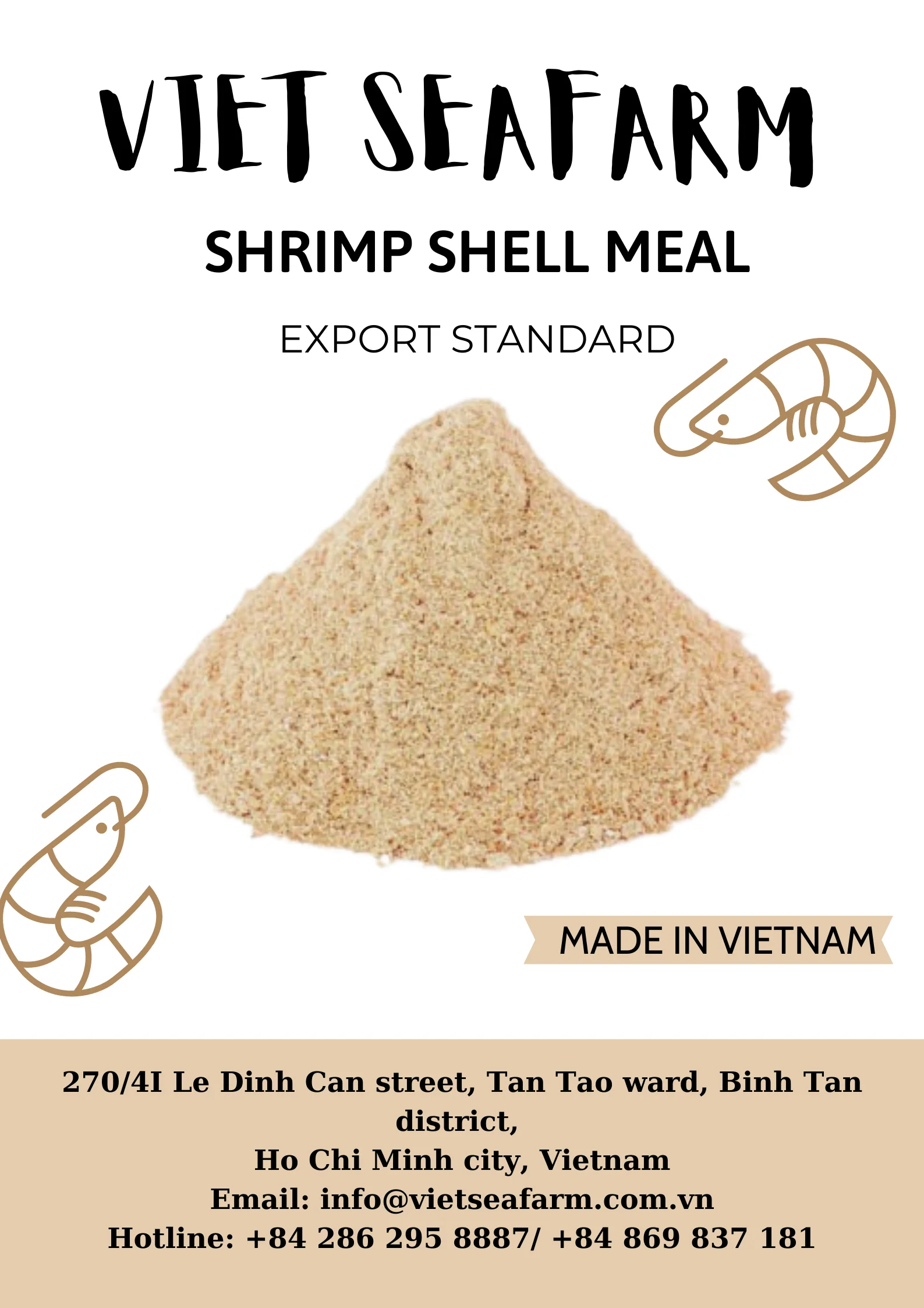 Supply Dried Shrimp Meal/ Natural Sea Shell Powder/ Shrimp Feed For