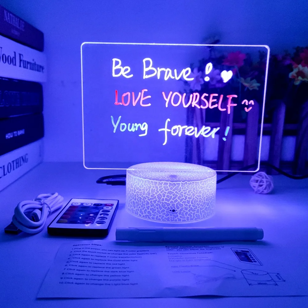 Custom Acrylic Led Message Board Writing Display Diy Erasable Memo