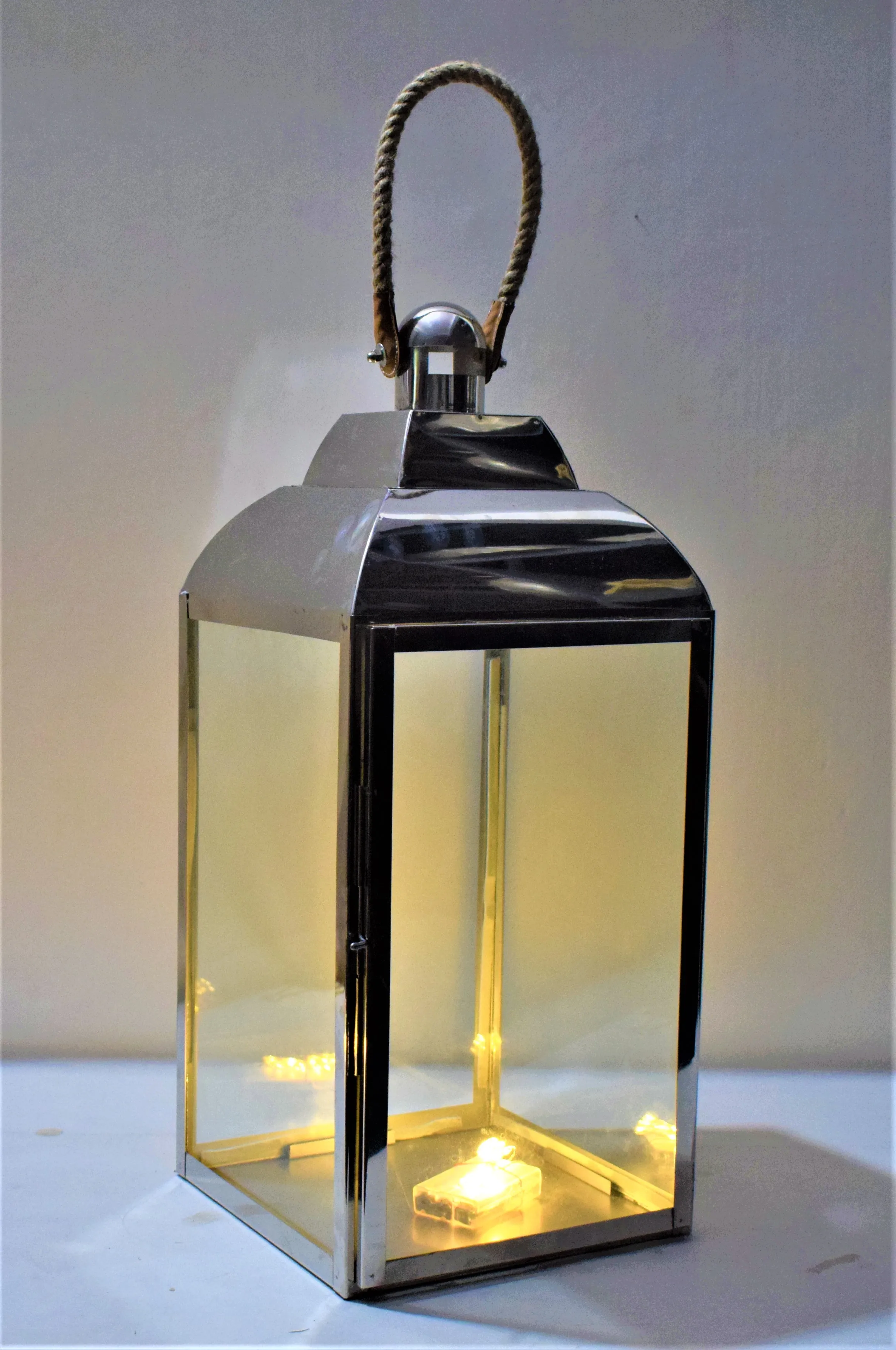 Modern Design Iron Etching Lantern With Black Black Powder Coated And