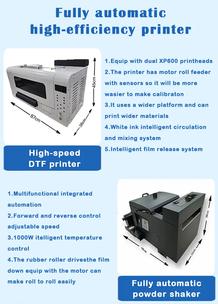 High-speed Automatic A3 Dtf Printer XP600 Heat Transfer Procolored Full Set for T-Shirt Hat Any Textile with Shaker Oven manufacture