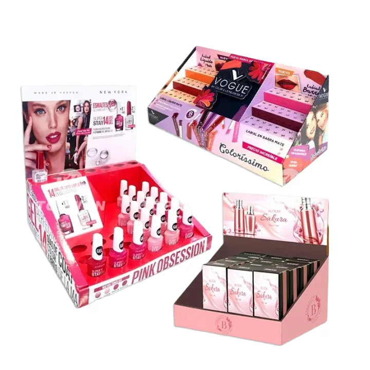 Wholesale OEM Cardboard Counter Box Cosmetic Beauty Salon Makeup Counter Top Display for Store Display Racks