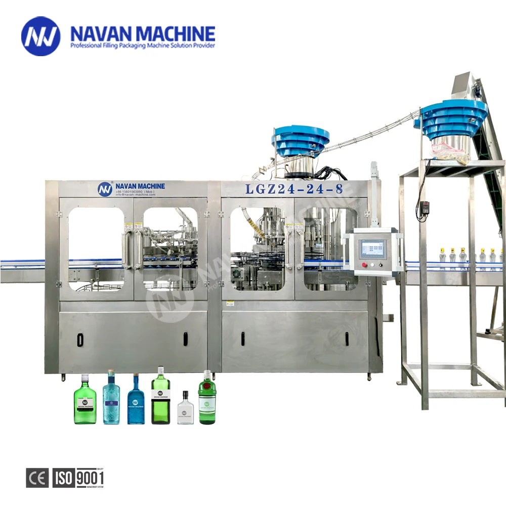 High Efficient Automatic Glass Bottled Gin Whisky Vodka Liquor Filling Machine