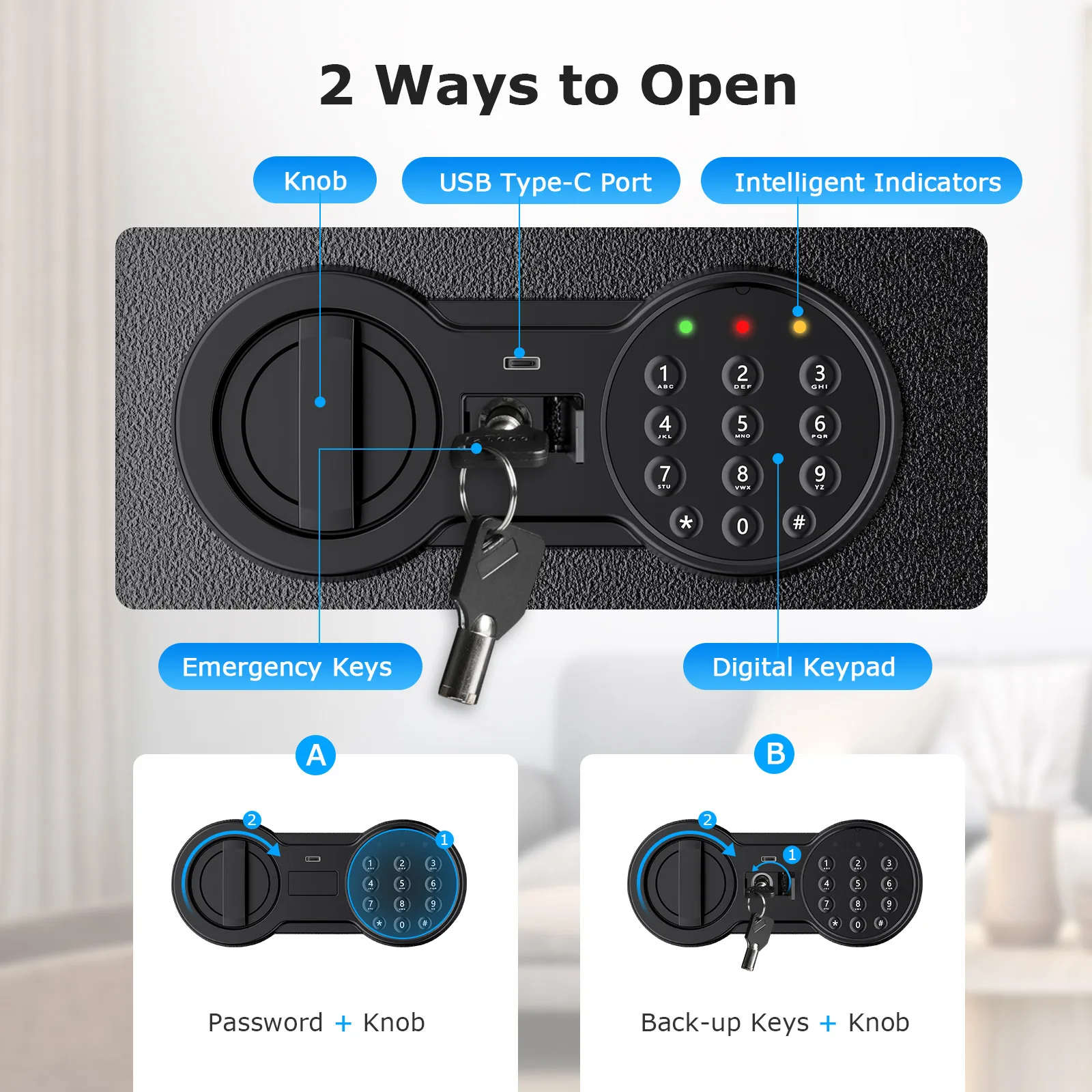 Bonsaii SF003 1.2 Cubic Feet Electronic Digital Lock Security Safe Box ...