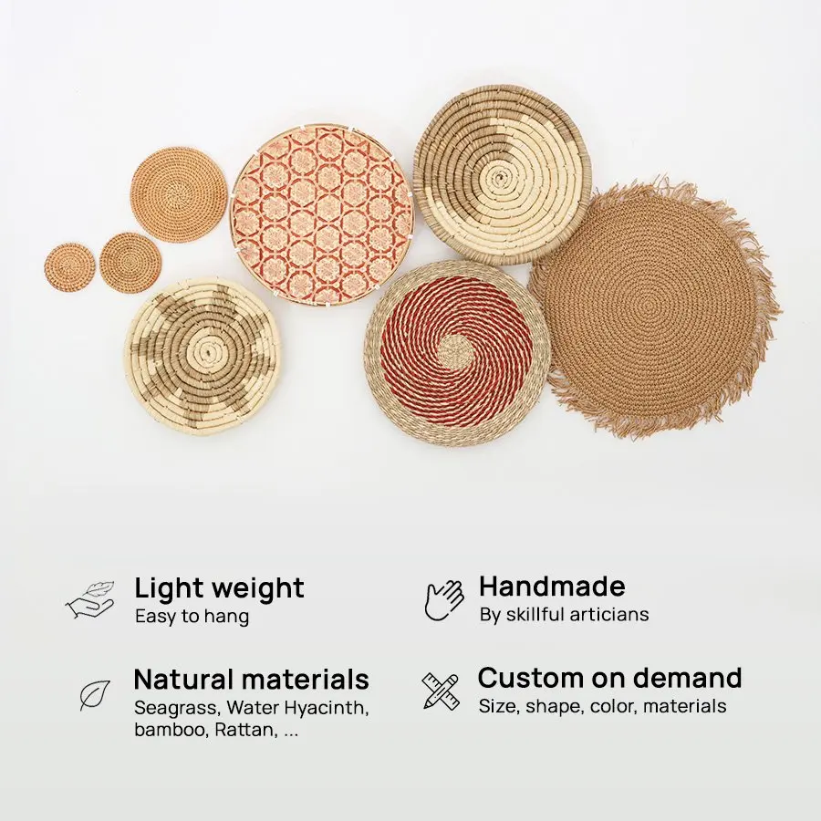 2024 Best Selling Bohemian Style Seagrass Wall Hangings Natural Antique