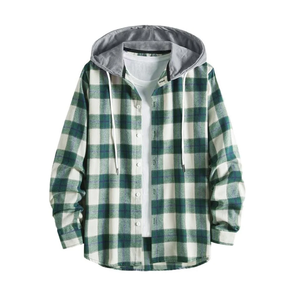 Super Selling Men's Flannel Hoodies Shirts Long Sleeve Button Down ...