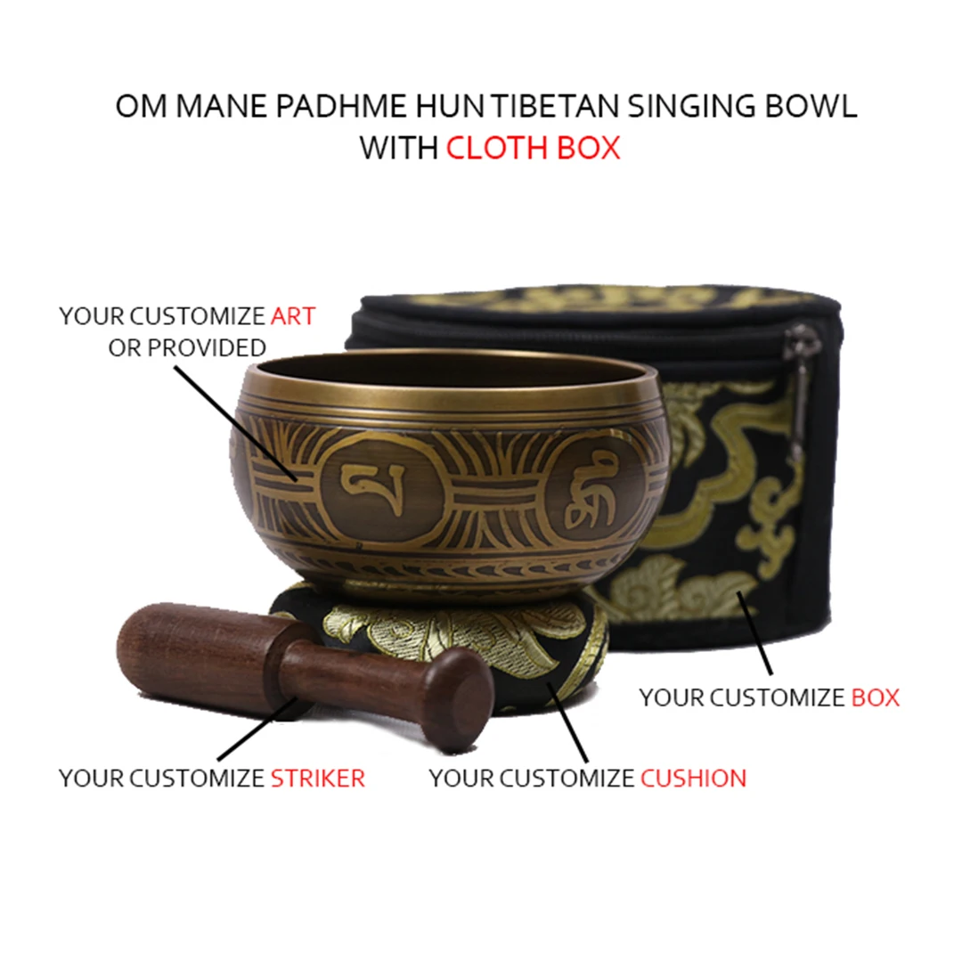 Om Mane Padme Hum Flower Art Singing Bowl Amazon Hot Selling Brass