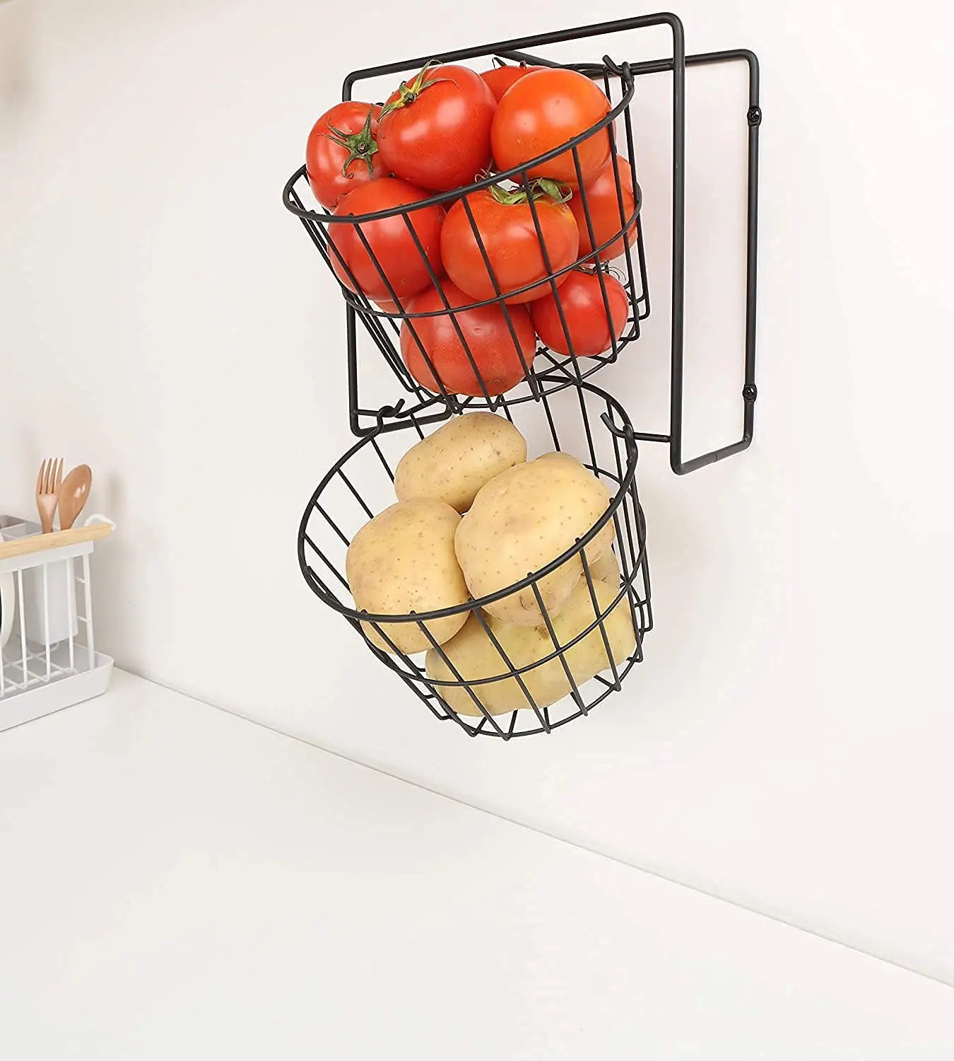 Hanging Wall Basket Wall Mount Wire Basket Metal Ha Produktbild-Vorschau 2