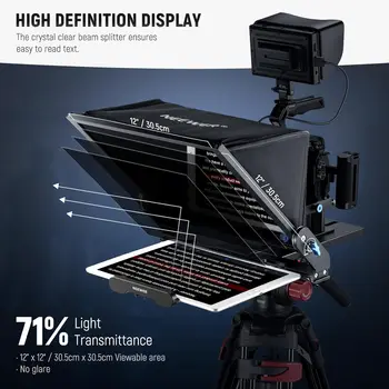 NEEWER Teleprompter X17 II with RT113 Remote/APP Control, 17" HD Beamsplitter All Metal Frame Upgraded Camera Mount QR Plate detail image