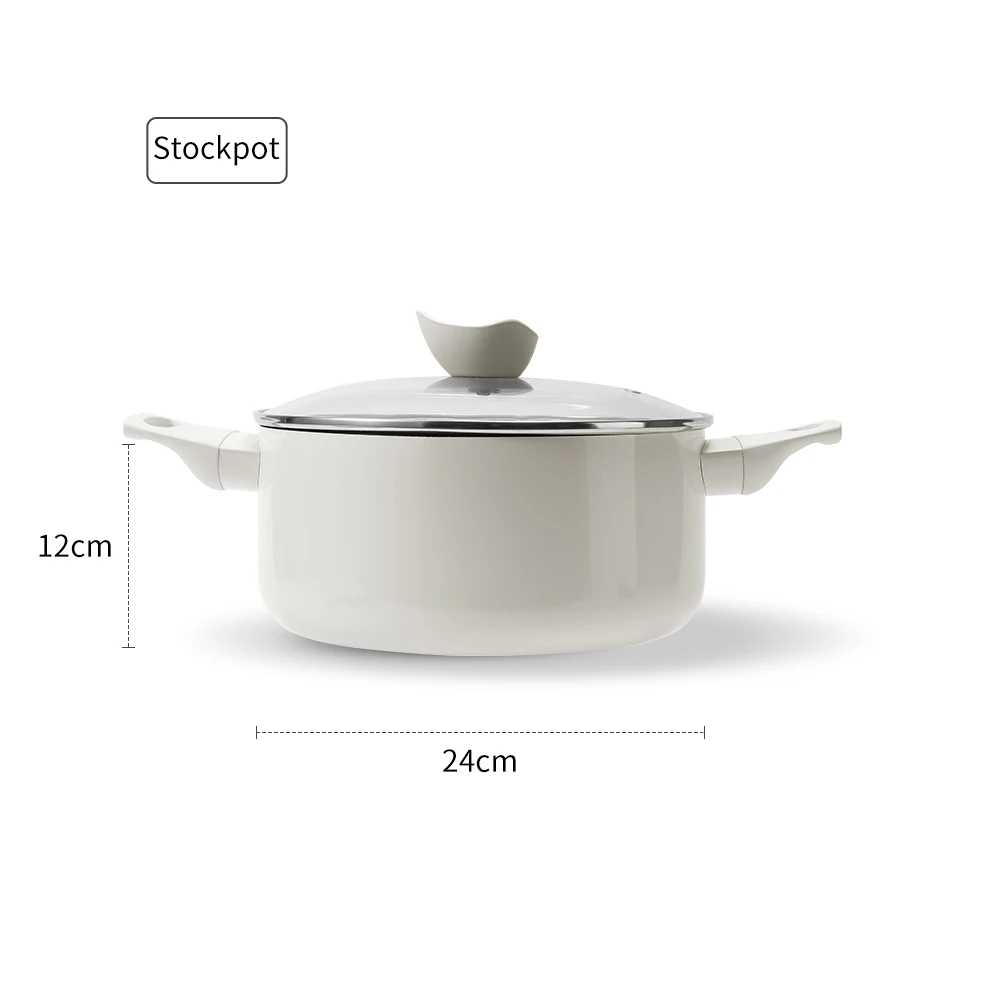 Velosan White Korea Style Ceramic Coating Granite Aluminum Cooking Pot