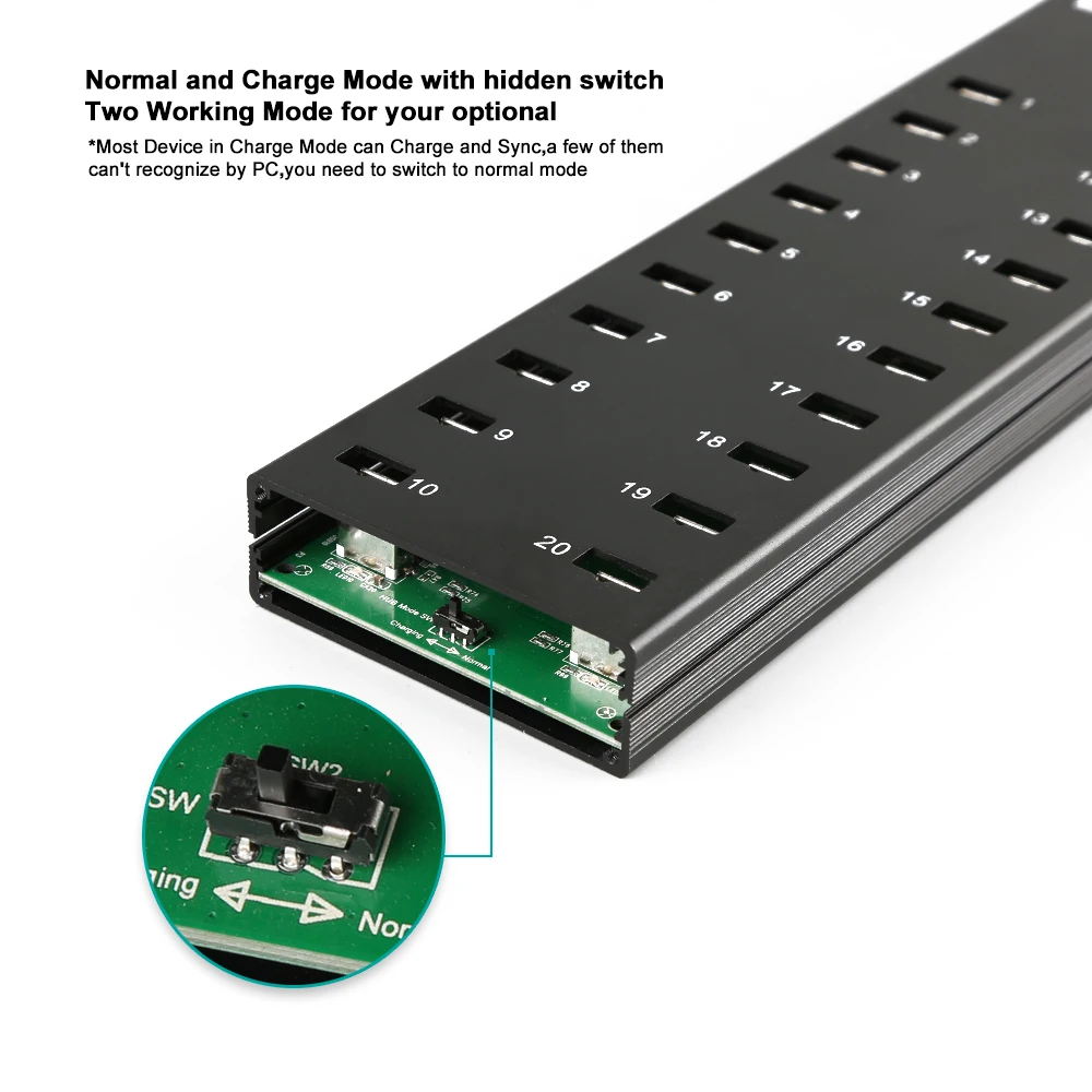 Multiport Usb Data Hub Fast Charging Station 20 Port USB 2.0 Hub For Multiple Devices computer hardware & software