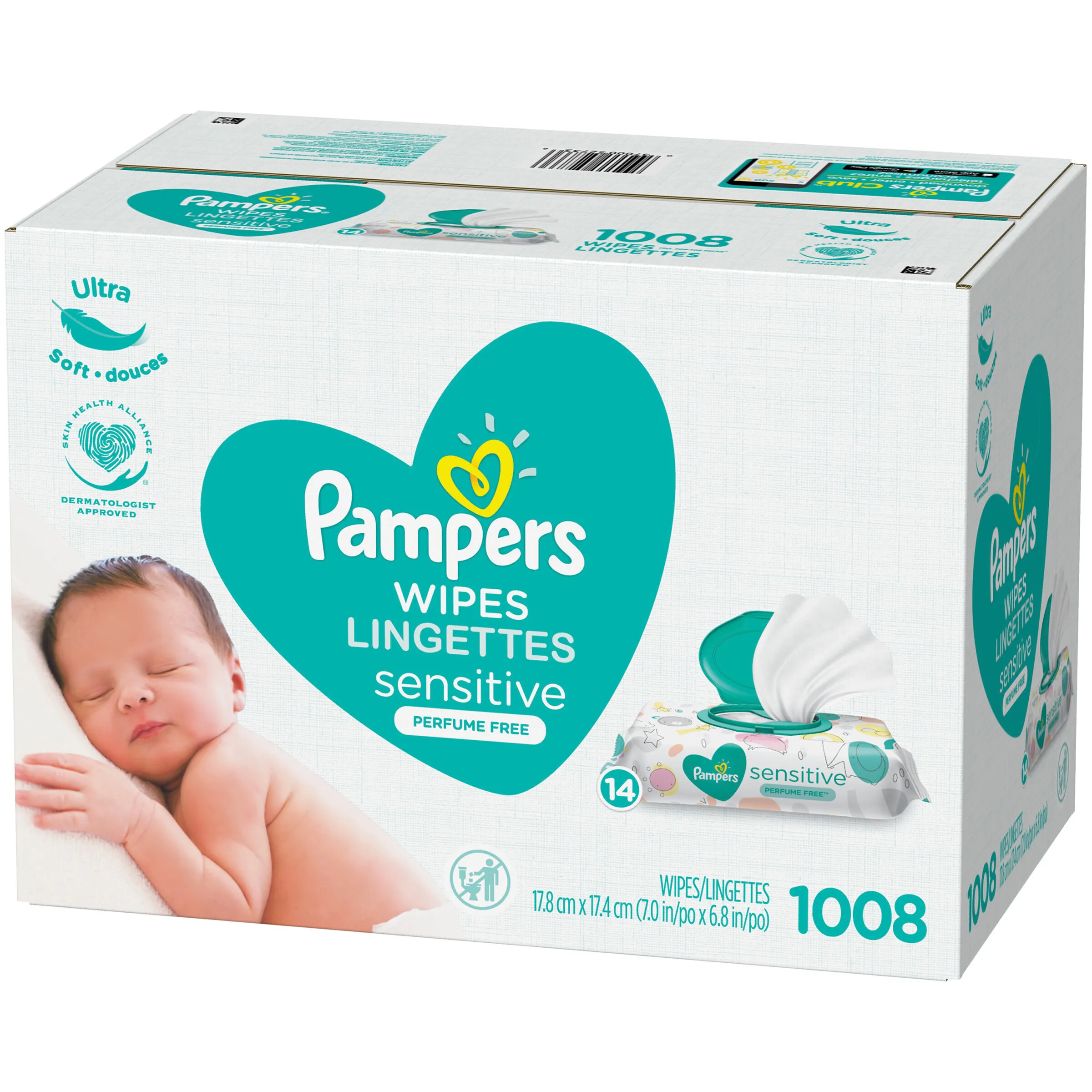 Pampers Baby Wipes Sensitive Perfume Free 14x Poptop Packs 1008 Count