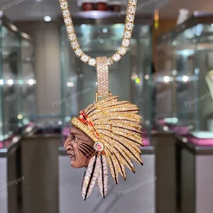 Iced Unisex Collections Hip Hop Custom Gold Plated S925 Sterling Silver VVS Moissanite Enamel Face Pendant Reapers Jewelry