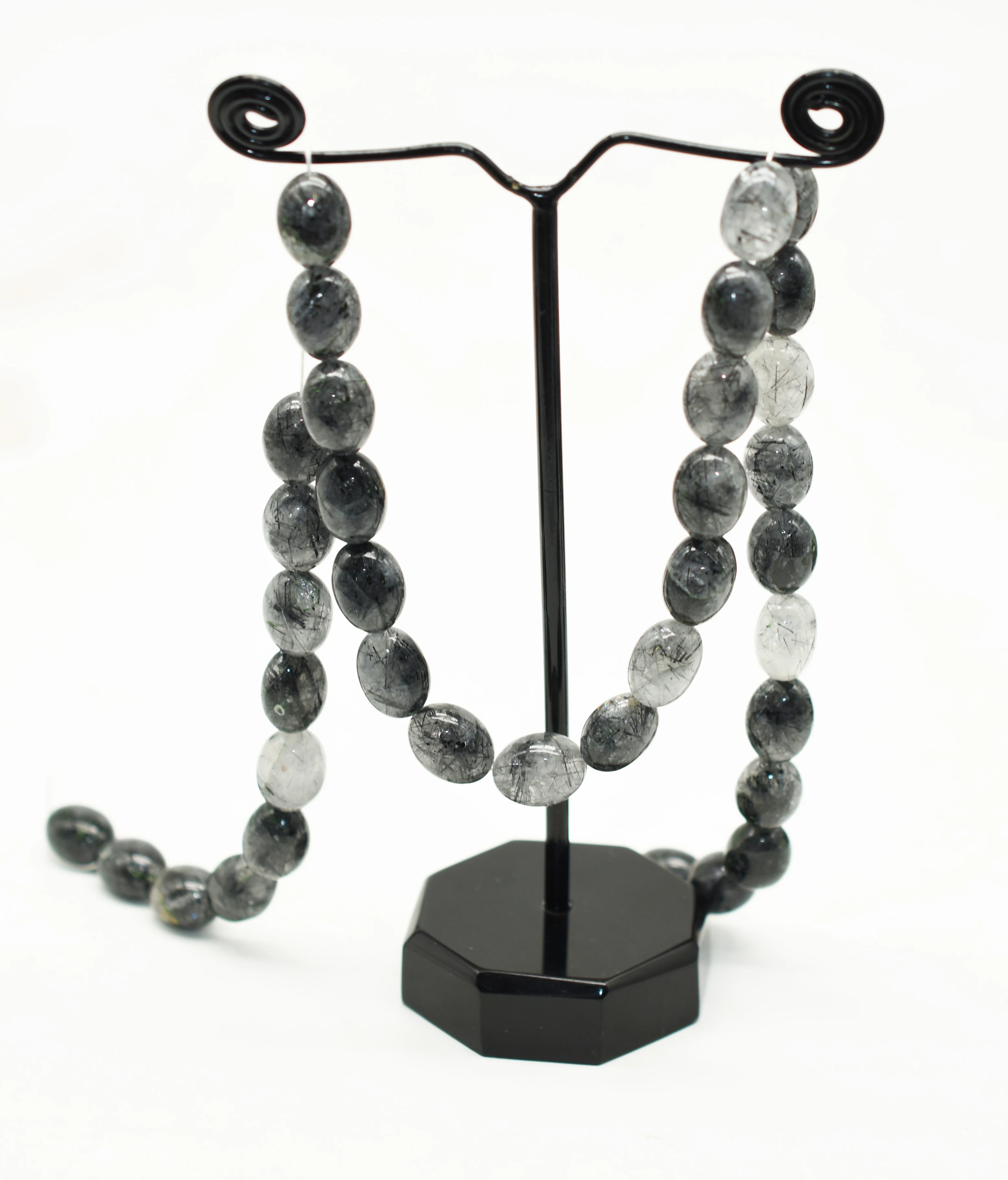 Natural Black Rutile Quartz Beads 12X9 MM Loose Beads for Jewelry