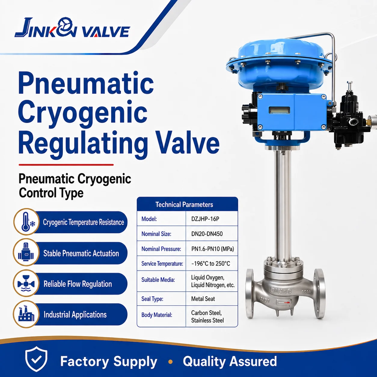 Stainless Steel Extended Bonnet LNG Low Temperature Flow Regulating Industrial Pneumatic Cryogenic Globe Control Valve PN16
