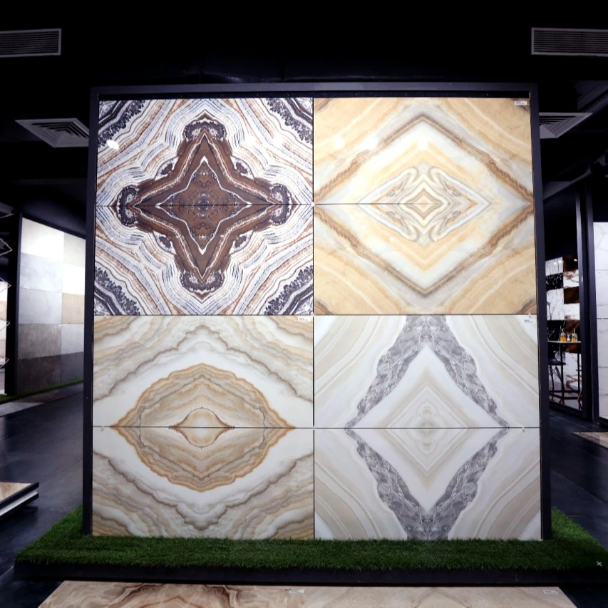 HIGH QUALITY GLAZED POLISHED PORCELAIN FLOOR TILES NEW DESIGN ONYX BIANCO 600X600 600X1200 800X800 MM MADE in INDIA