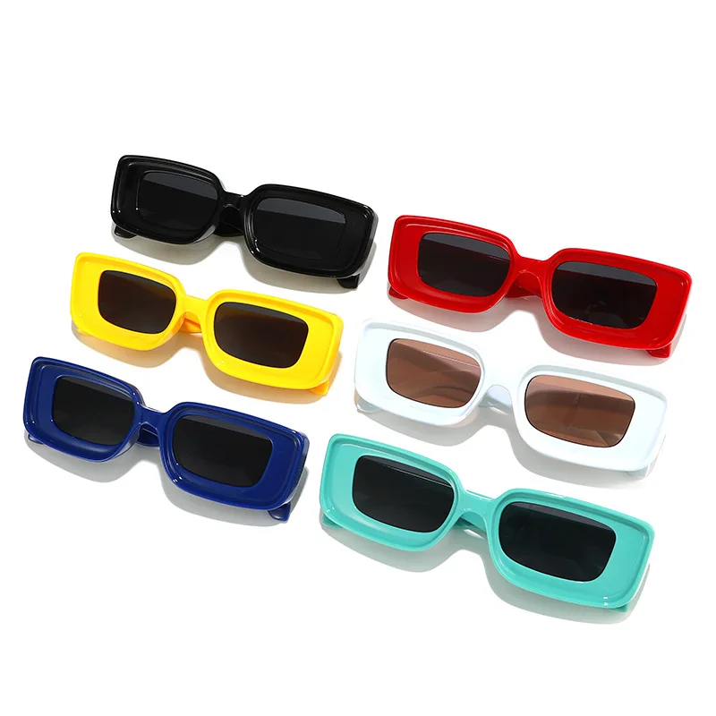 2025 Vintage Fashion Candy Color Y2K Rectangle Sun Glasses display picture 1