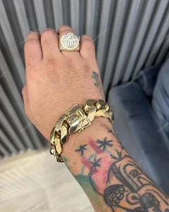 Sterling Silver 14K Gold Plated Miami Cuban Link Bracelet High Quality Craftsmanship Shining Custom Design Men's Anniversary GRA