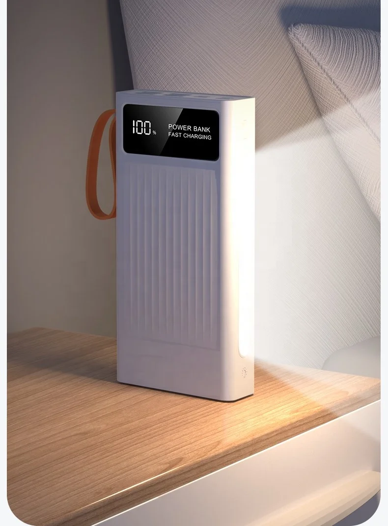 PD20W hot sales 66W Fast Charger Power Bank with LED light 30000mAh Built in Cable Power Bank