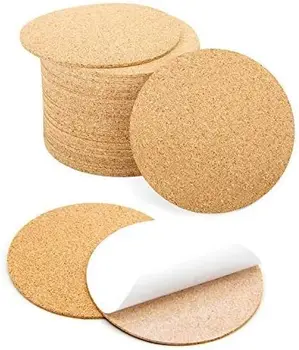 4IN Cork Circle Self-Adhesive Cork Round for DIY Coasters Tiles Mat Cork Sheets with Strong Adhesive-Backed