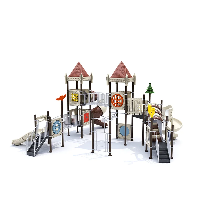 Feelkids ALITA-NC24019 High-Capacity Outdoor Plastic/Galvanized Pipe Slide Multi-Play Kids Activity Center PE Board Equipment factory