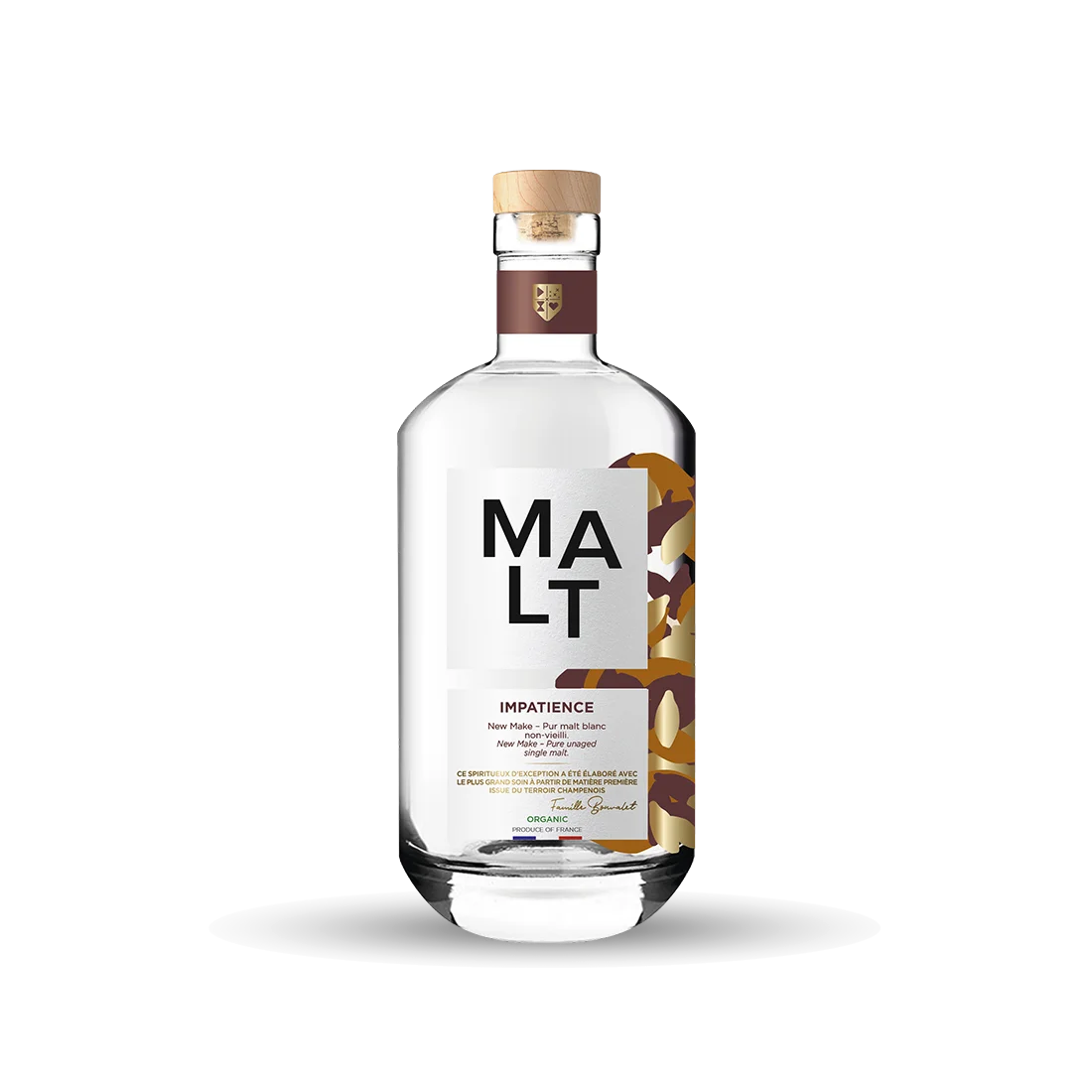 Impatience New Make Organic Whisky 70cl Premium Distilled Pure Unaged Single Malt From Champagne France 42% ABV