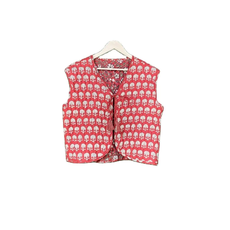 Winter Flower Print Waistcoat Women's Waist Coat Cotton Filing
