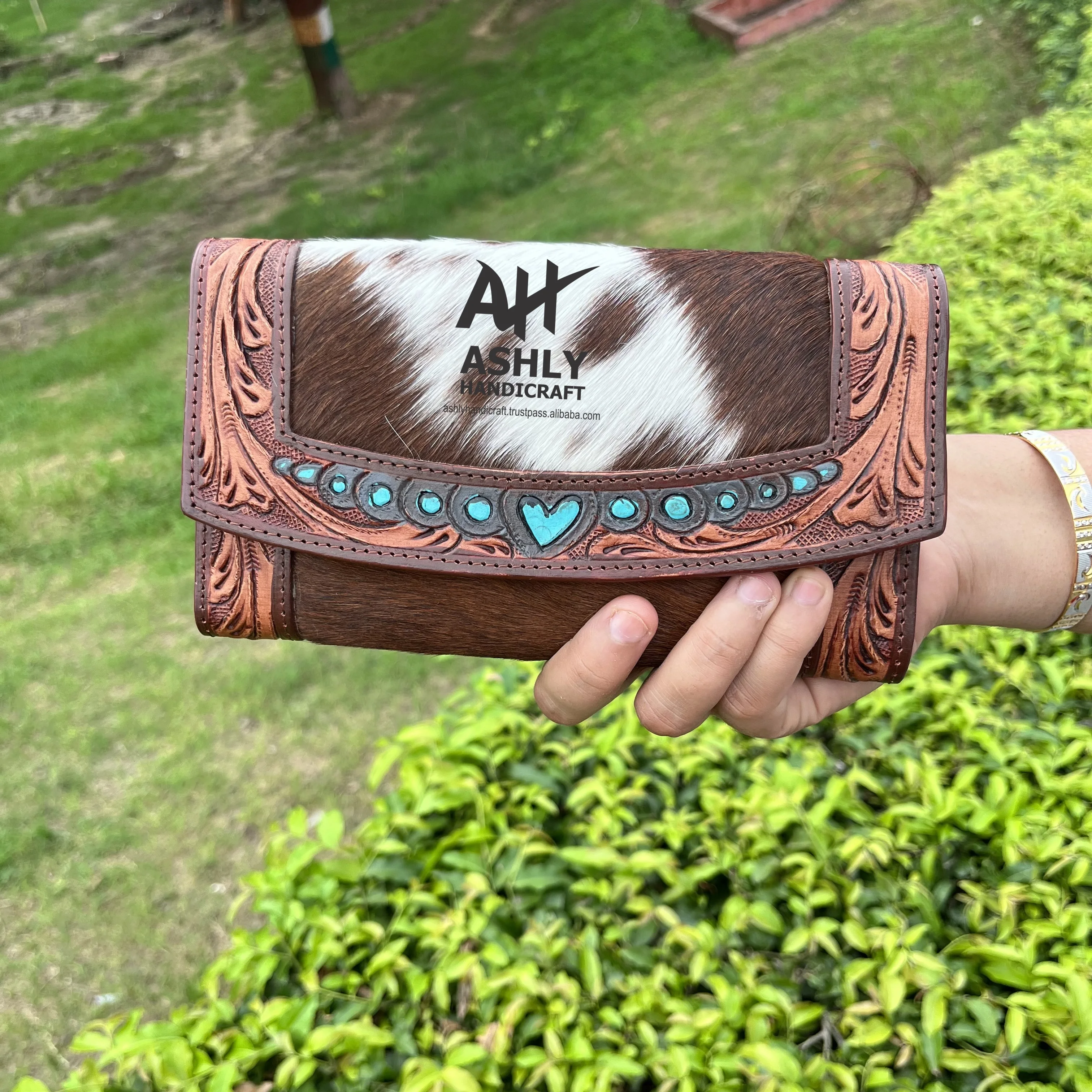 Real Cowhide Tooled Genuine Leather Wallet Stylish Handmade Cowhide ...