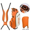 Bolsa de golf naranja con soporte, 14 compartimentos.