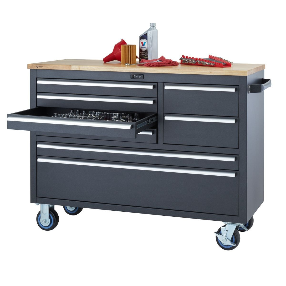 Combination Lock Tool Cabinet, 8 Drawers with Workbench, Suitable for Multiple Scenes, Easy to Move