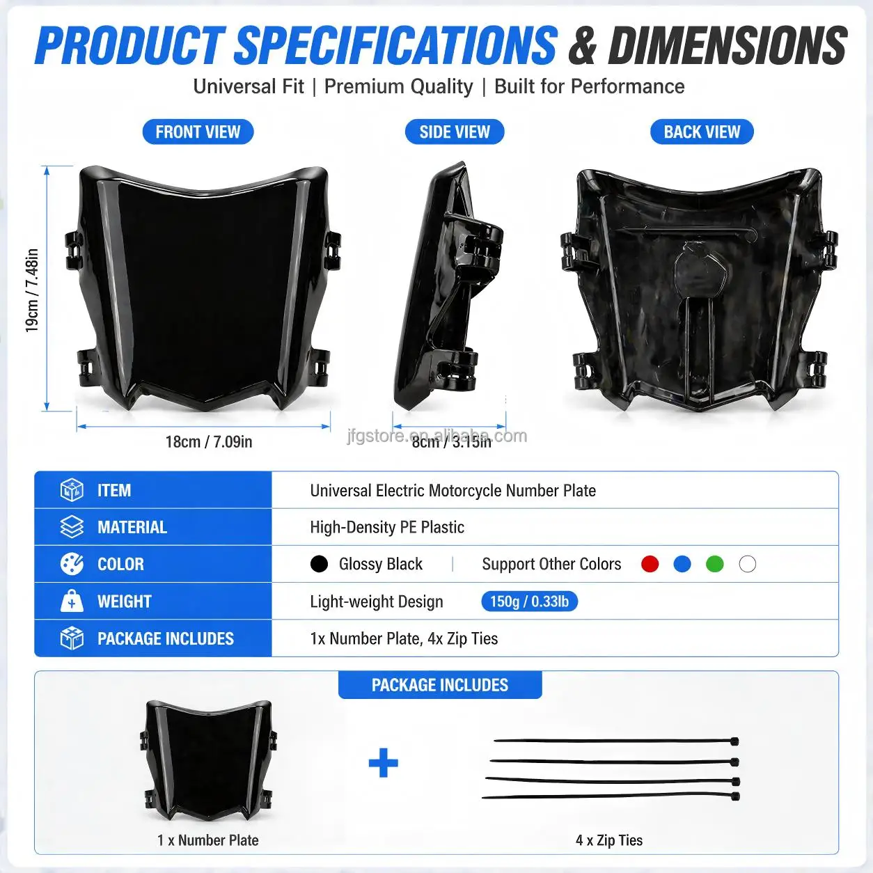 JFG Motocross Blank Number Board Surron Light Bee Ebike Front Plastic Shield Motorbike Modifying Accessories Parts
