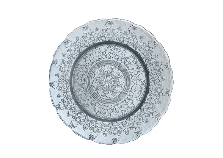 Unique Design Elegant Royal Decoration Plates Wedding Event Banquet Dinnerware Silver Gold Glass Charger Plates