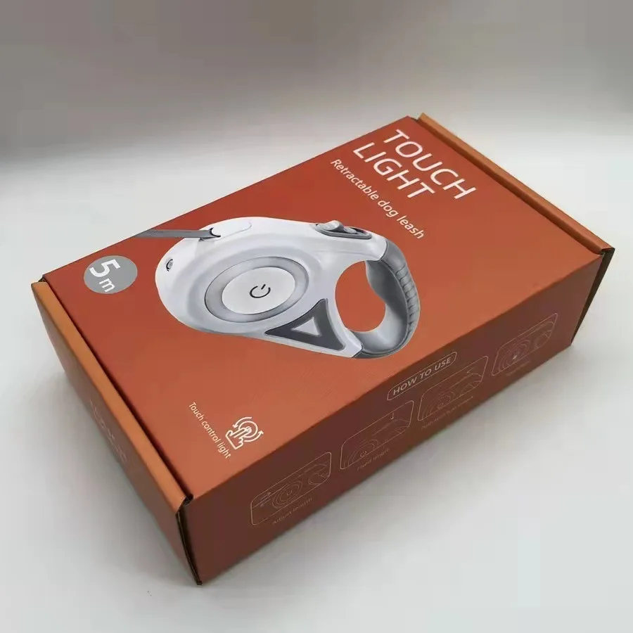 Retractable Dog Leash With Bright Led Flashlight Factory Custom Logo