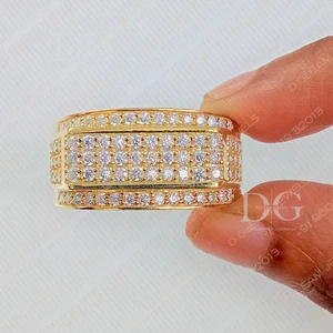 Men's 14K Solid Gold Solitaire Cut Ring with 1.5 CVD Lab-Grown Genuine Diamond IGI Certified for Engagement Wedding or Party